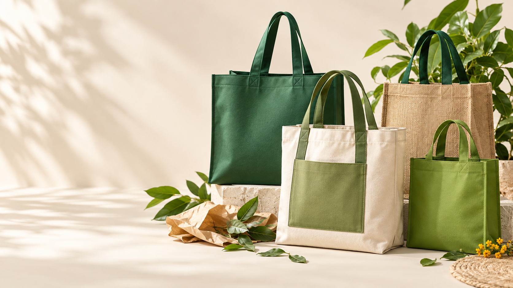 Bolsas reutilizables de tela y materiales ecológicos